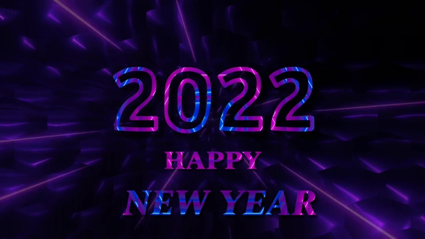Animation of the happy new year and background lights speed. New Year 2022 Stylish colorful light text design which is countdown year 2016 to 2022. New year beautiful lights background.