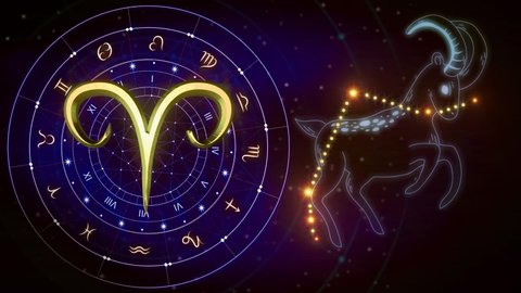 Aries. The zodiac of the horoscope circle Astrology and horoscope concepts