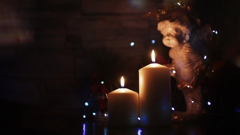 The stock video "Christmas Angels" is an incredible fragment of a video that demonstrates a New Year's composition with Christmas angels.