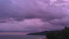 Scene of romantic sky with purple cloud cover the ocean at sunset.
beautiful purple sky at sunset in nature and travel concept.
sunset landscape Amazing light of nature cloudscape sky background.