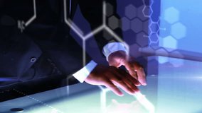 Businessman showing dna helix on interface - Powered by Shutterstock - Get 15% off with code: PIKWIZARD15