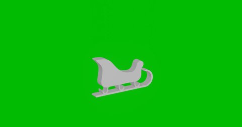 Animation of rotation of a white sleigh symbol with shadow. Simple and complex rotation. Seamless looped 4k animation on green chroma key background