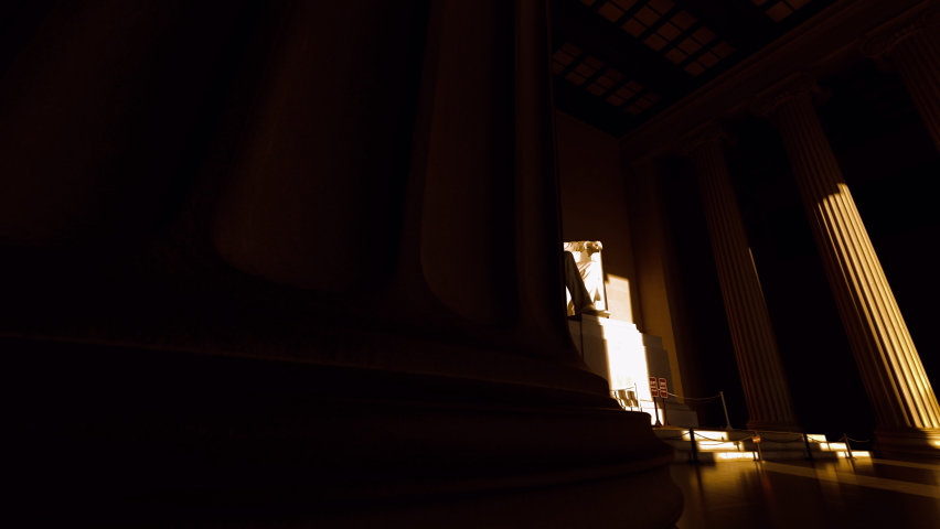 The Lincoln Memorial Interior Sunrise Timelapse Empty Panning Shot
