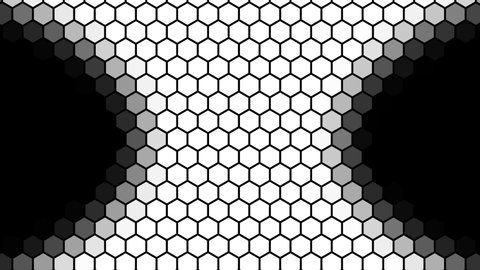 4 black and white mask for transitions based on a hexagonal grid. Bright and dynamic transition for videos and photos. Looped
