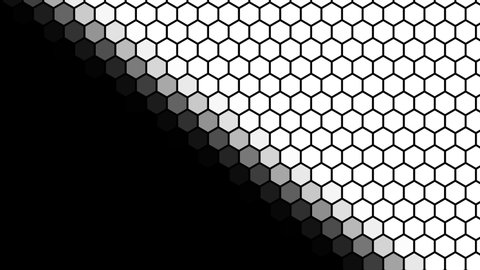 4 black and white mask for transitions based on a hexagonal grid. Bright and dynamic transition for videos and photos. Looped
