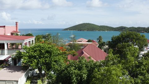 AERIAL - St. Thomas Redhook Bay, Charlotte Amalie, U.S. Virgin Islands, truck right