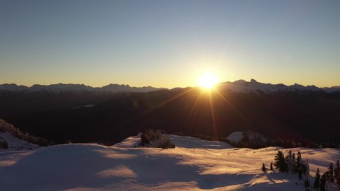 Amazing sunset over the mountains in Whistler area, Canada