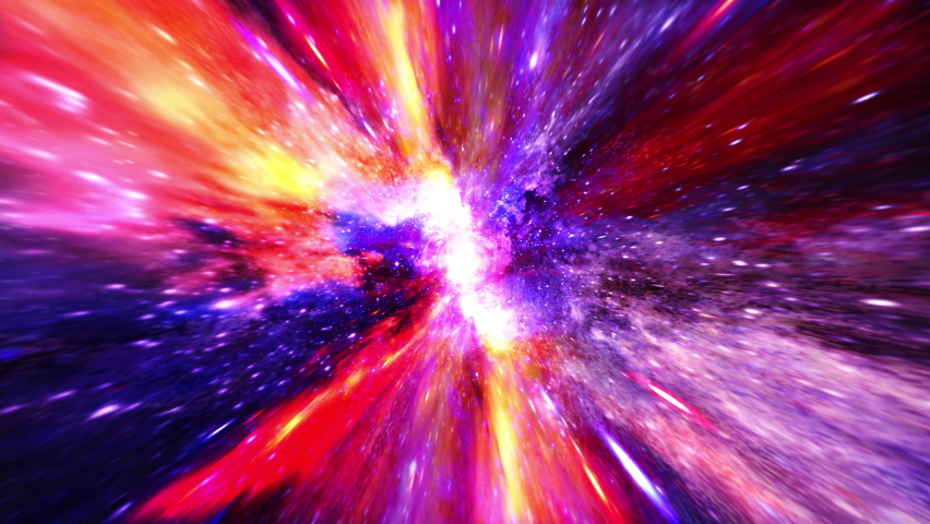 Pink Purple Blue hyperspace light speed space warp flight through space time wormhole tunnel. Abstract bright red pink purple flowing energy vortex. 4K 3D Loop Sci-Fi interstellar space travel backgro Royalty-Free Stock Footage #1083193825