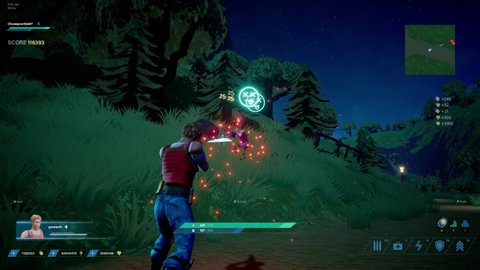 Looped Night Video Game Mock-up Concept: Gameplay 3D Third Person Shooter Online Multiplayer Battle Royale. Fun Tactical Arcade with Characters Running, Fighting, Shooting Guns, Blowing Things Up
