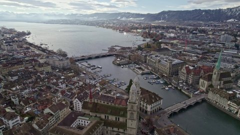 Aerial View City Lake Swiss Alps Stock Footage Video (100% Royalty-free ...