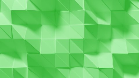 Abstract Polygonal Geometric Surface Loop 9 Light Green. Smooth animation of a triangular polygon mesh in fresh mint green. Ecological low poly motion background. Seamless loop.  
