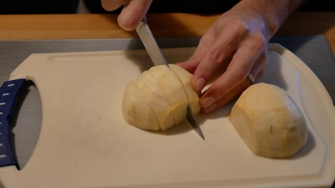 Fresh organic turnip cutting preparation