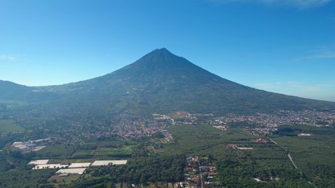 Volcan de Agua near Antigua, Guatemala. 4K Drone.