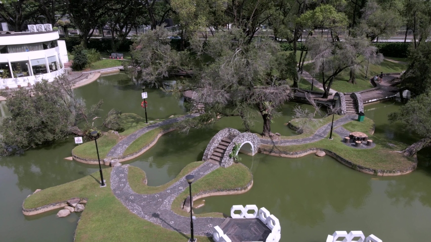 Toa Payoh Town Park In Singapore - aerial sideways