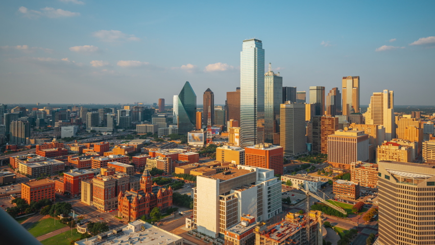 Dallas, Texas, USA downtown skyline time lapse.