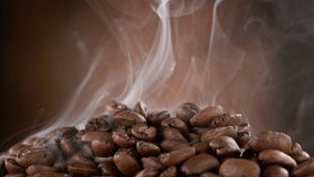Roasting coffee beans. Super slow motion at 1000 fps, filmed on high speed cinematic camera.