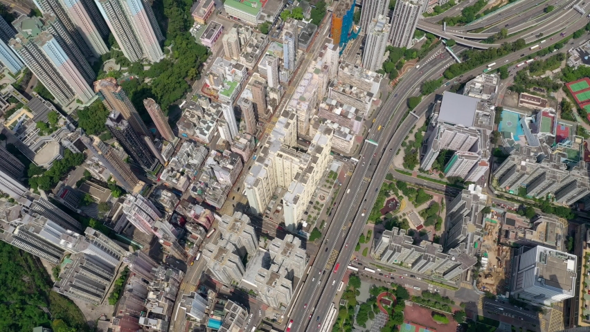 Top down view of Hong Kong city