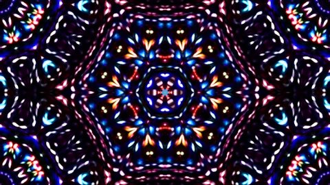 Abstract kaleidoscope shining beautiful red blue line smooth motion with shining light motion