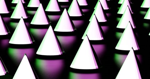 3d render with cones in pink and green light