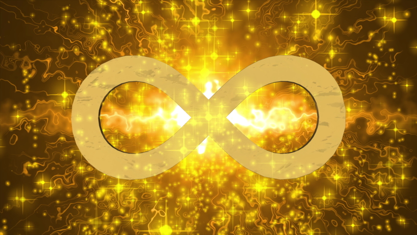 Gold color 3D infinity symbol rotating with golden particle rain effect Royalty-Free Stock Footage #1083241468