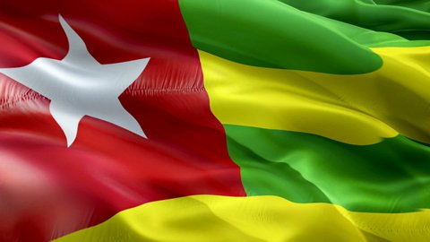 Togo flag video. National 3d Togolese Flag Slow Motion video. Togo Flag Blowing Close Up. Togolese Flags Motion Loop HD resolution Background Closeup 1080p Full HD video. Togo flags waving in wind vid