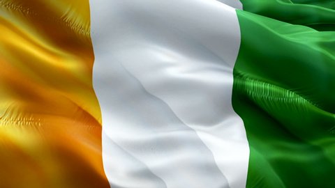 Cote d Ivoire flag. 3d Ivory Coast flag waving video. Sign of Ivory Coast seamless loop animation. Cote d Ivoire flag HD resolution Background. Ivory Coast flag Closeup 1080p HD video for Independence