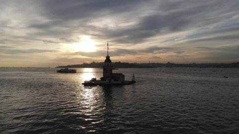 Maidens Tower Drone Video Üsküdar Istanbul Turkey