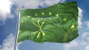 Amazing loopable Adygea flag is waving on slow motion. Long version