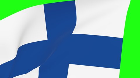 Finland waving flag transition 4k and 1080 HD seamless loop animation. 3d animation over green screen chroma key for video transition. Realistic Finland Flag. Flag 3d rendering for video production