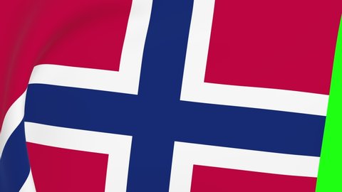Norway waving flag transition 4k and 1080 HD seamless loop animation. 3d animation over green screen chroma key for video transition. Realistic Norway Flag. Flag 3d rendering for video production