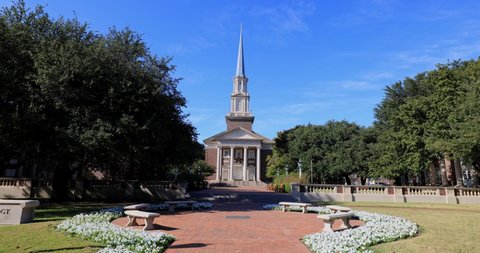Sunny view of the Perkins Chapel in Southern Methodist University at Dallas, Texas
