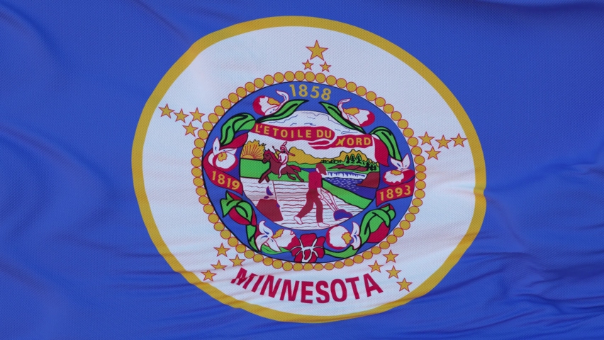 Flag of Minnesota state, region of the United States, waving at wind Royalty-Free Stock Footage #1083325546