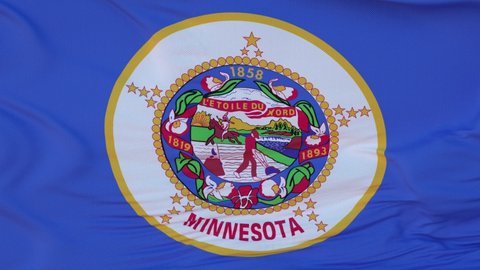Flag of Minnesota state, region of the United States, waving at wind