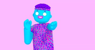 Minimal motion design. 3d creative stylish Boy character. Funny animation 4k video with alpha matte.