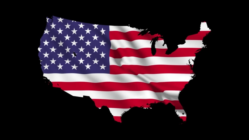 Waving flag, Us flag-waving with all states Alaska Hawaii. USA border and flag, HD background 3D rendered, loop animation.  | Shutterstock HD Video #1083350266