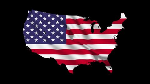 Waving flag, Us flag-waving with all states Alaska Hawaii. USA border and flag, HD background 3D rendered, loop animation. 