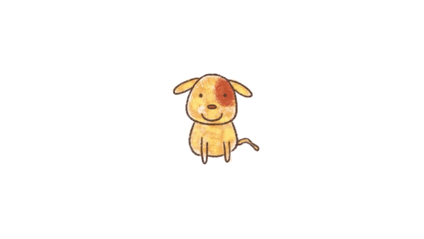 Dog smiling and swing animation cycle with mask, template for art class children’s tv shows. Luma matte.