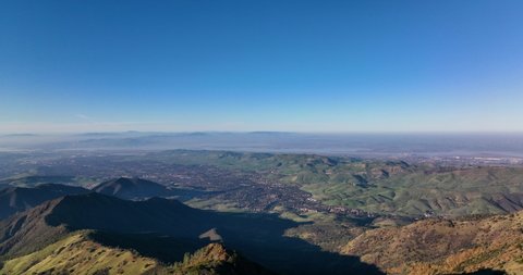 Wide shot of Easy Bay Area from Mount Diablo State Park, Antioch, Concord, Clayton, Contra Costa County