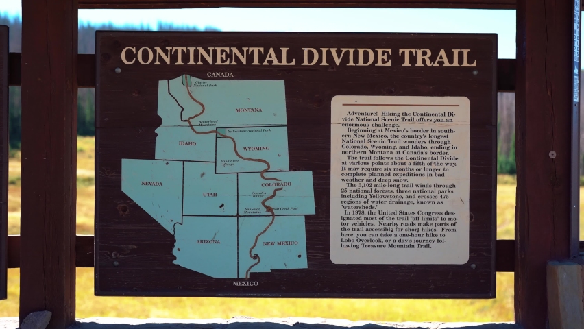Close up shot of Continental Divide Trail Sign during sunny day in Colorado,Us
