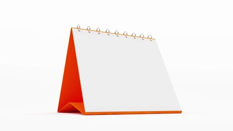 Blank white cardboard calendar flipping pages