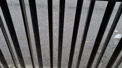 Black iron fence at school