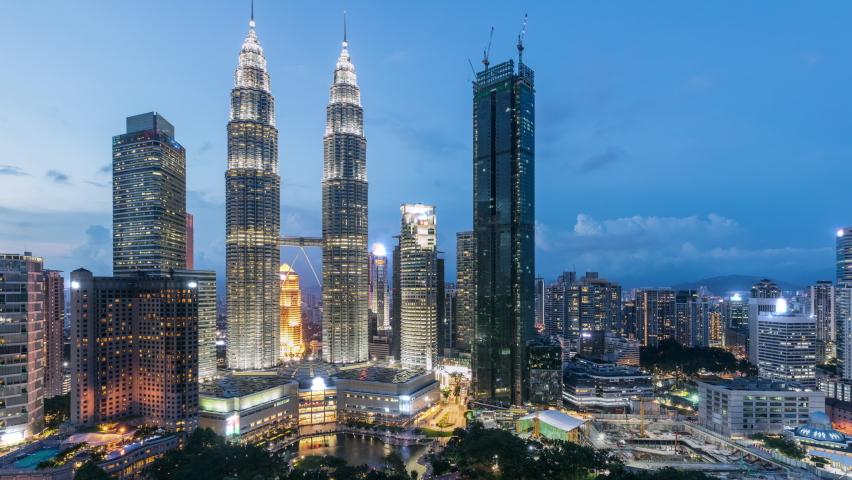 Twilight time lapse of the amazing skyline of Kuala Lumpur in Malaysia | Shutterstock HD Video #1083378766