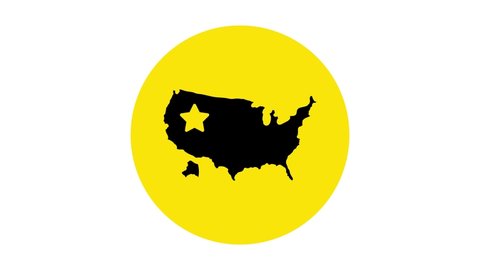 Black USA map icon isolated on white background. Map of the United States of America. 4K Video motion graphic animation .