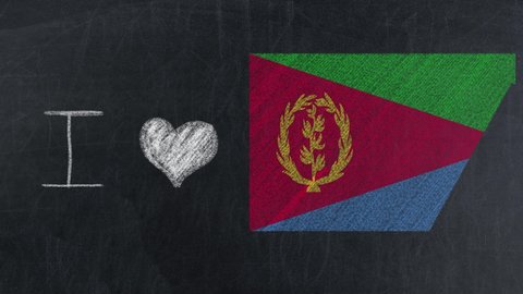 There is an inscription written on the chalkboard. I love Eritrea