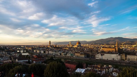 Colourful timelapse day to night if Florence panorama, Italy