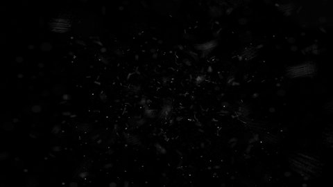 A snapshot of real dust particles floating in the air. Background Of Dust Particles. Macro shooting in slow motion, use the overlay mode, screen. Black background. flight in space Loop