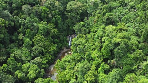 Aerial view of Suhom waterfall, Aceh, Indonesia.