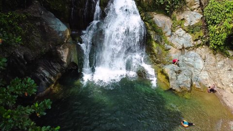 Aerial view of Suhom waterfall, Aceh, Indonesia.