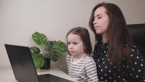 Mom complains to the doctor online about a small child's cough, the provision of medical services for a pediatrician through video communication, living in isolation and working as a freelancer