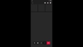 Animated outro transition of a video call disconnecting through a phone with four participants on a dark background_Video Call Interface Element.